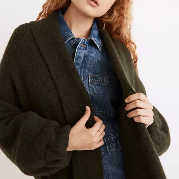 Madewell Glenridge Shawl Collar Sweater Coat Size XS Heather Pine - Picture 4 of 9